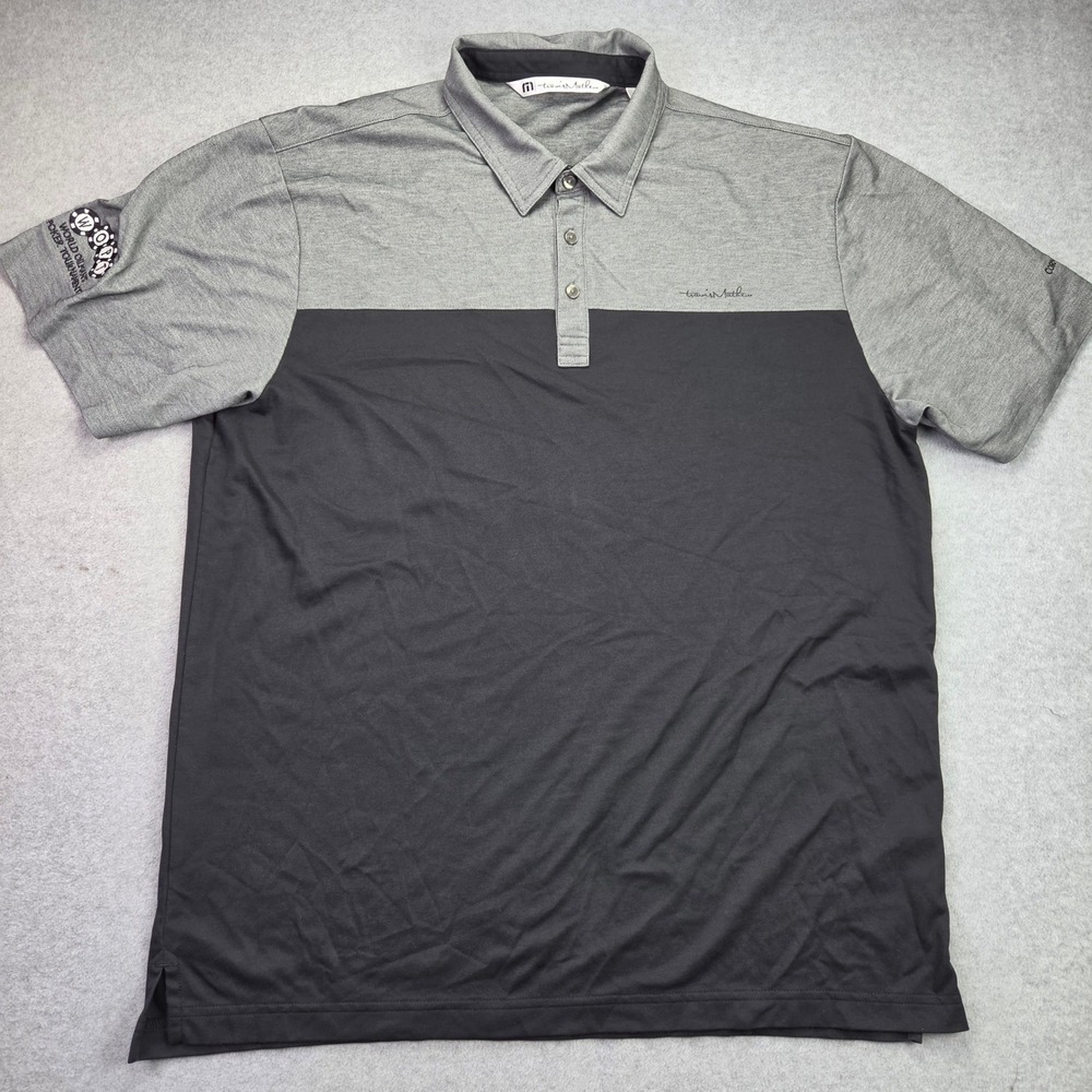 TravisMathew Polo Shirt Mens XL Gray Black‎ Colorblock Polo Golf WOPT Poker